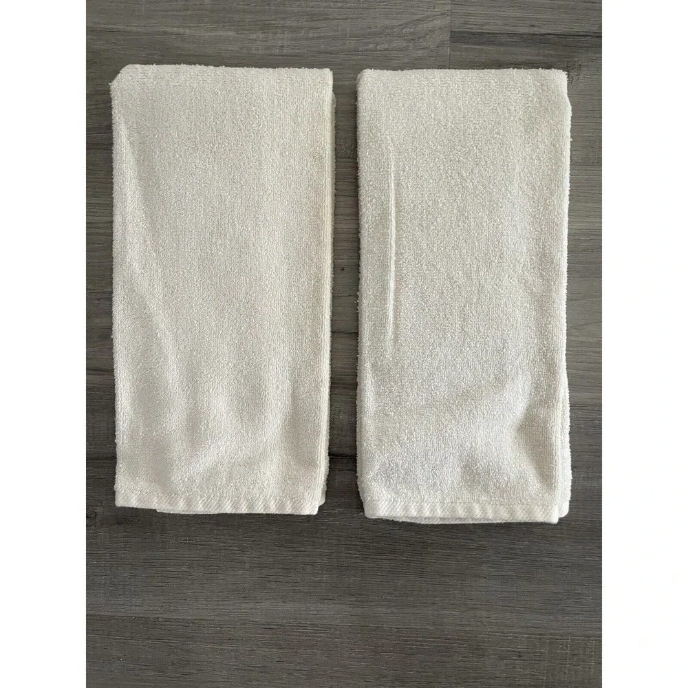 Set of 2 Vintage Cream Color Embroidered Applique Flowers‎ Hand Towels